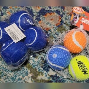 Squeak Tennis Balls - Blue, Orange, Yellow
